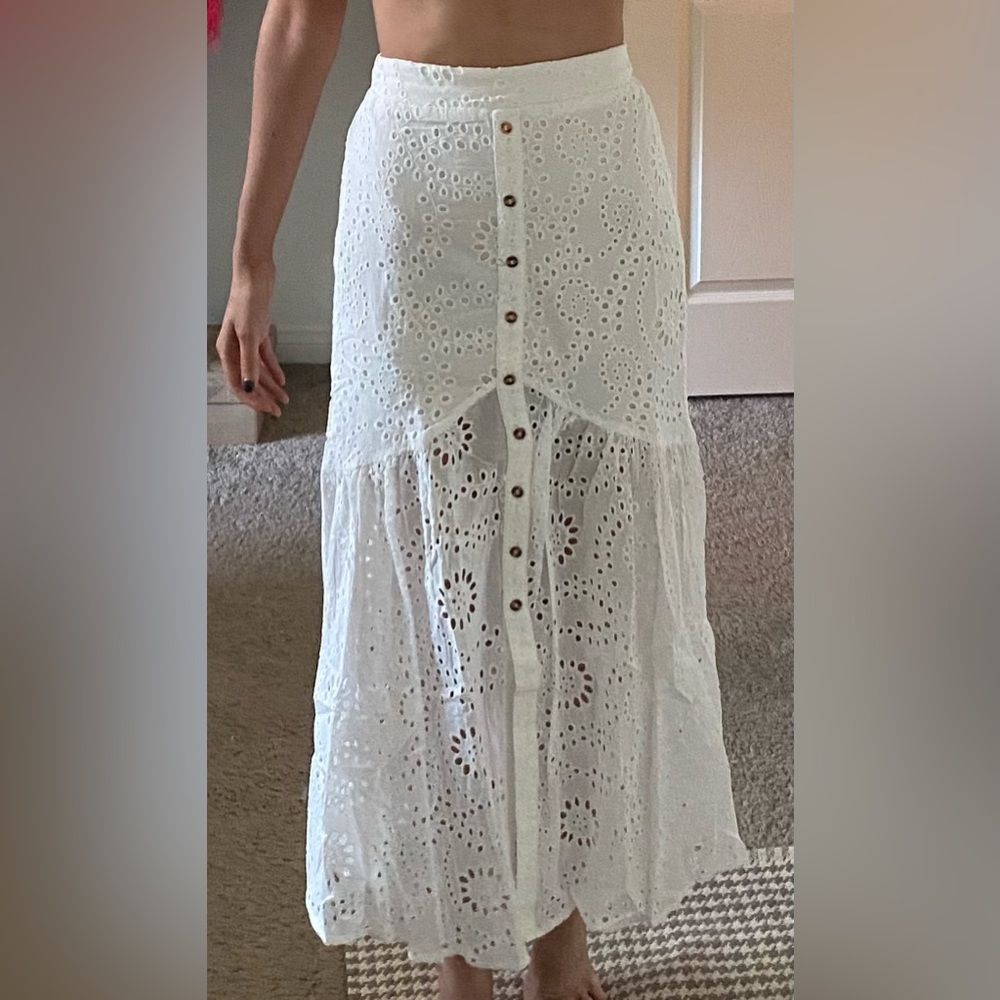 Petal and Pup White Button Up Skirt